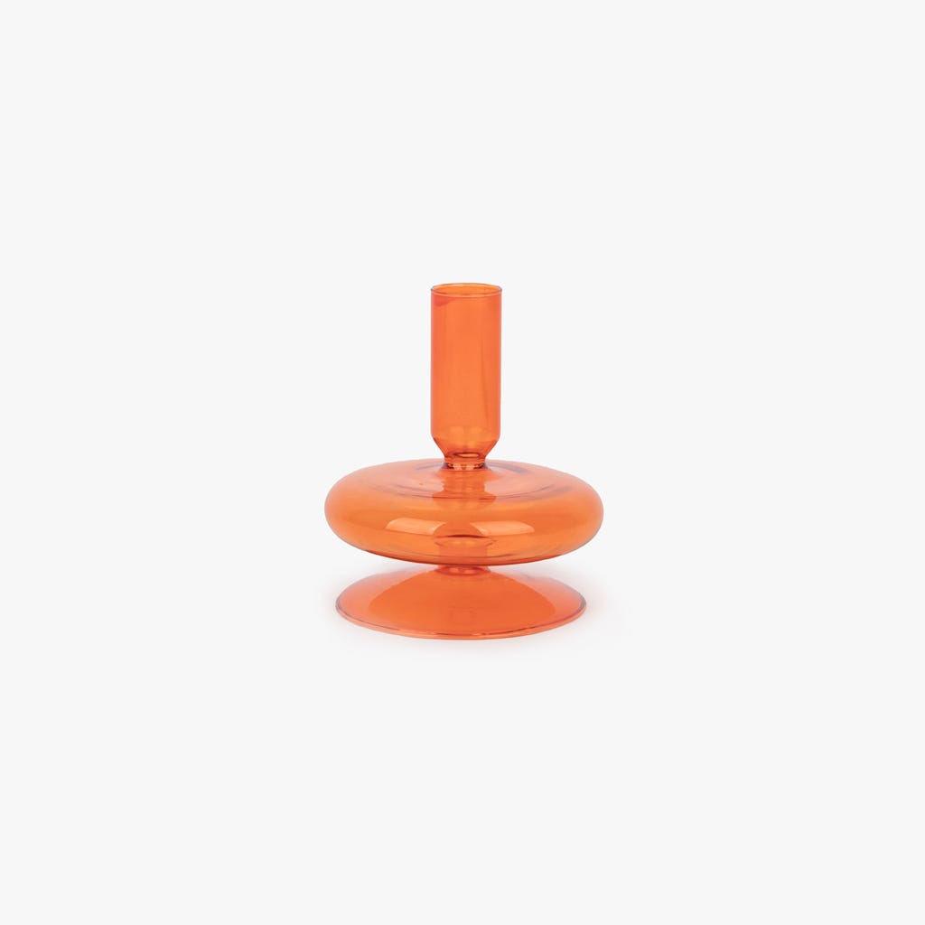 Castiçal vidro laranja BUBBLE
