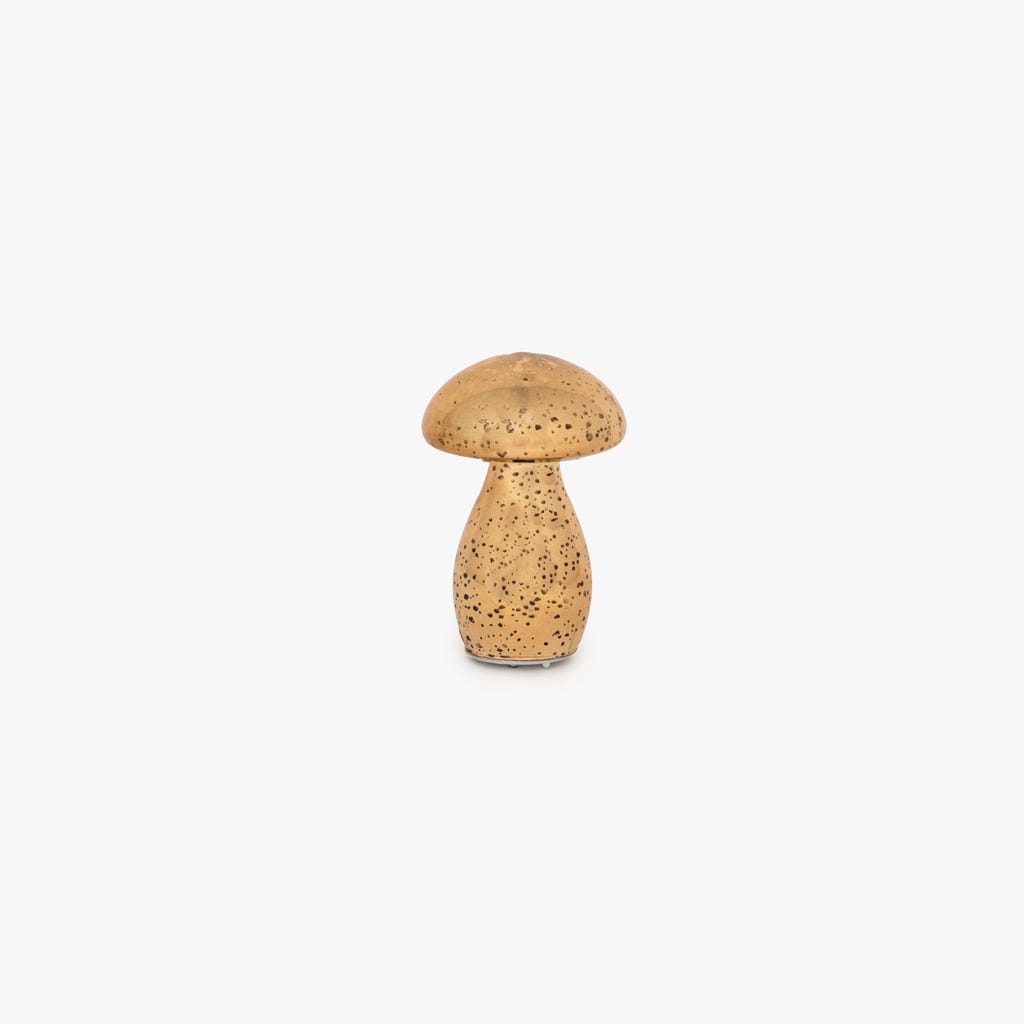 Cogumelo de Vidro Dourado com LED NEW BRIGHT