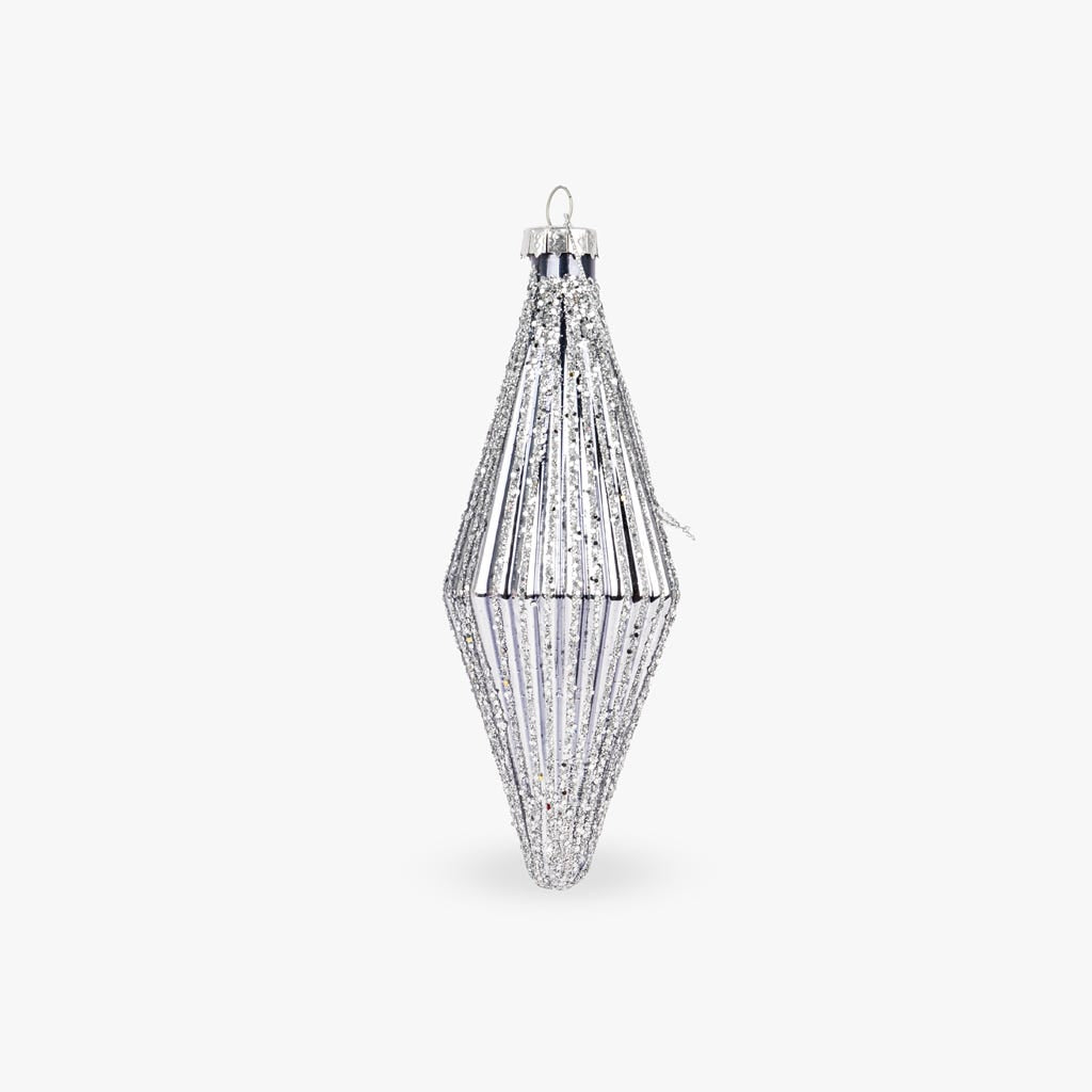 Bola de Vidro com Losangulo Prateado e Preto NEW BRIGHT