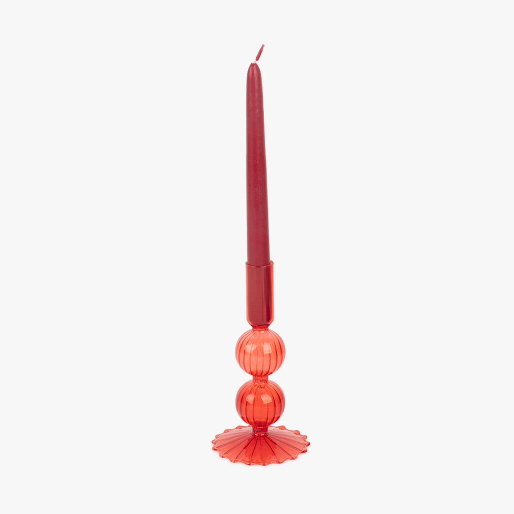 Candelabro de Vidrio Rojo 18 cm COZY