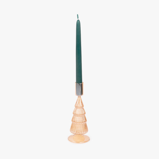 Golden Glass Pine Candleholder 20 cm NEW BRIGHT