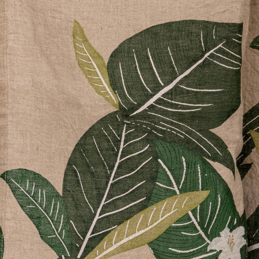 Cortinado de Linho Bege com Folhas GREEN SENSE