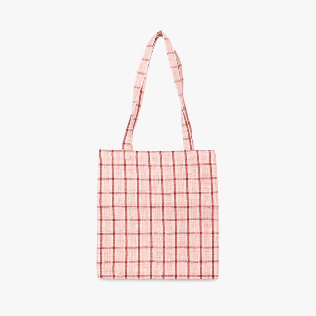 Saco de Algodão Xadrez Rosa e Vermelho 35x38 RIA