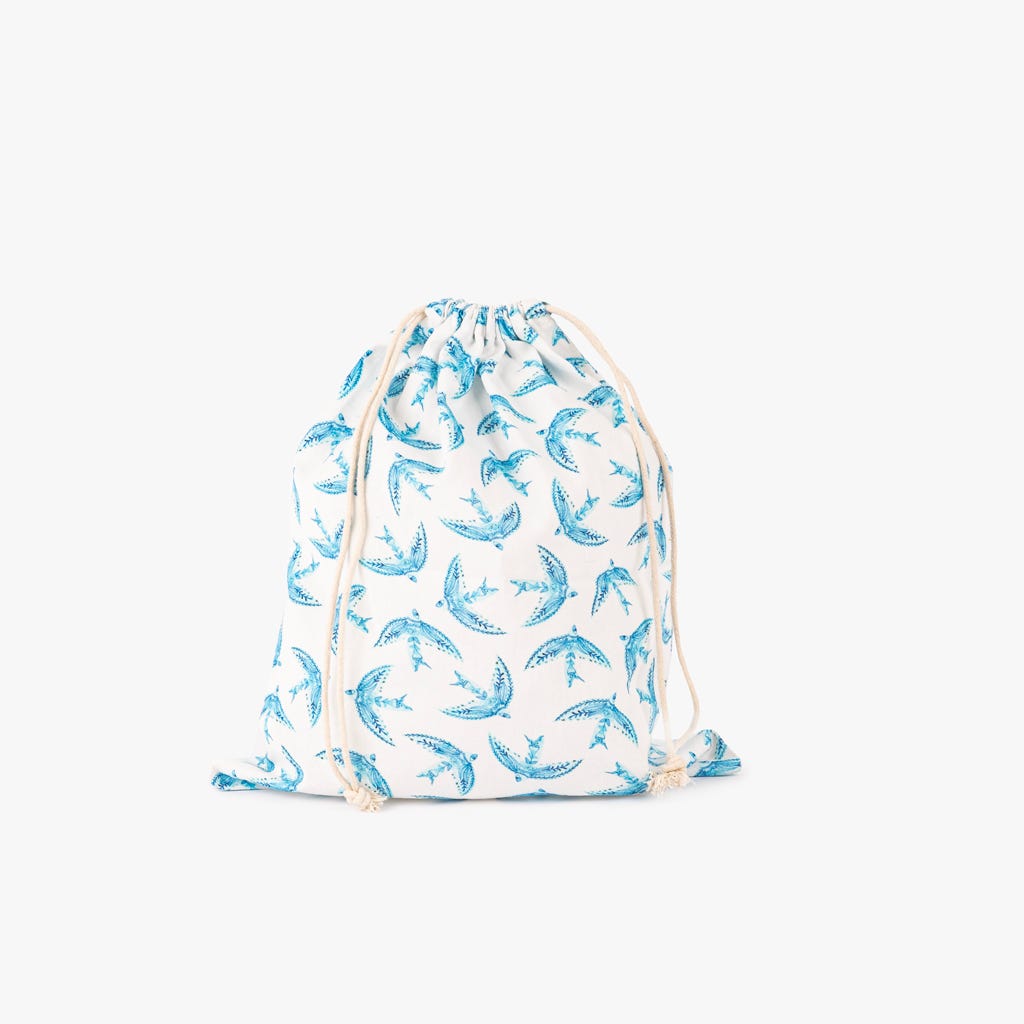 Saco para Pão Algodão com Pássaros Azuis BLUE BIRD