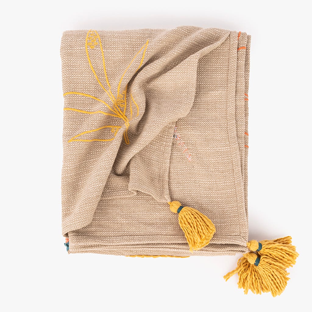 Manta bordado colorida 130x160cm BACKYARD