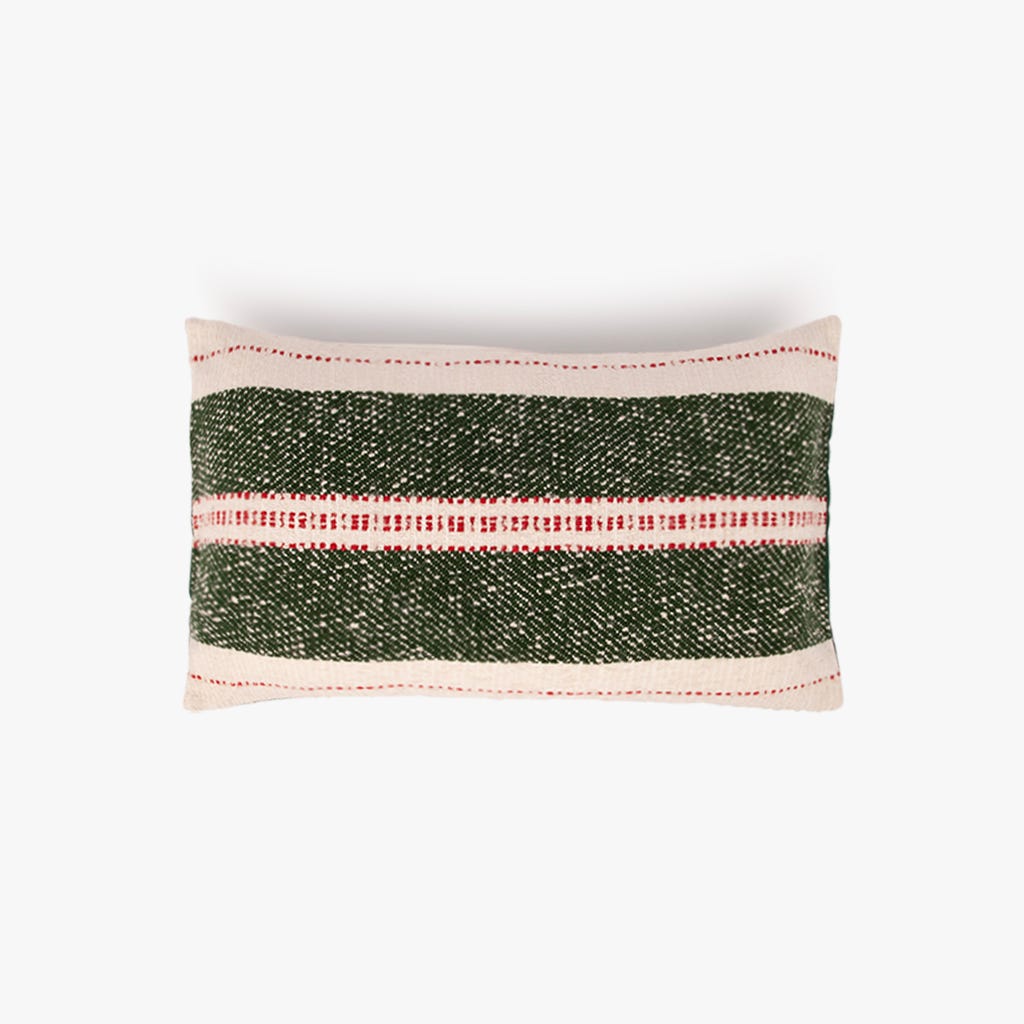 Almofada com Riscas Verde e Vermelha COZY