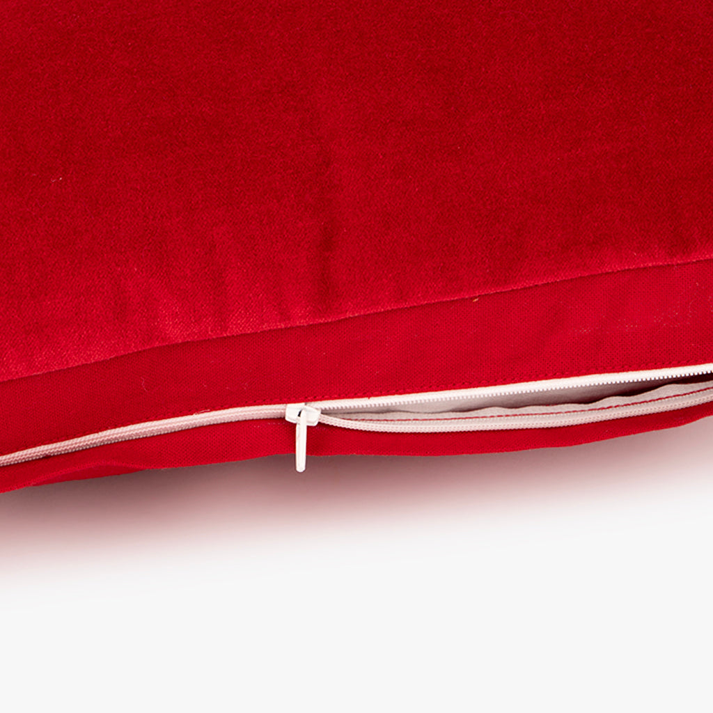 Housse de coussin en velours rouge Joy To The World