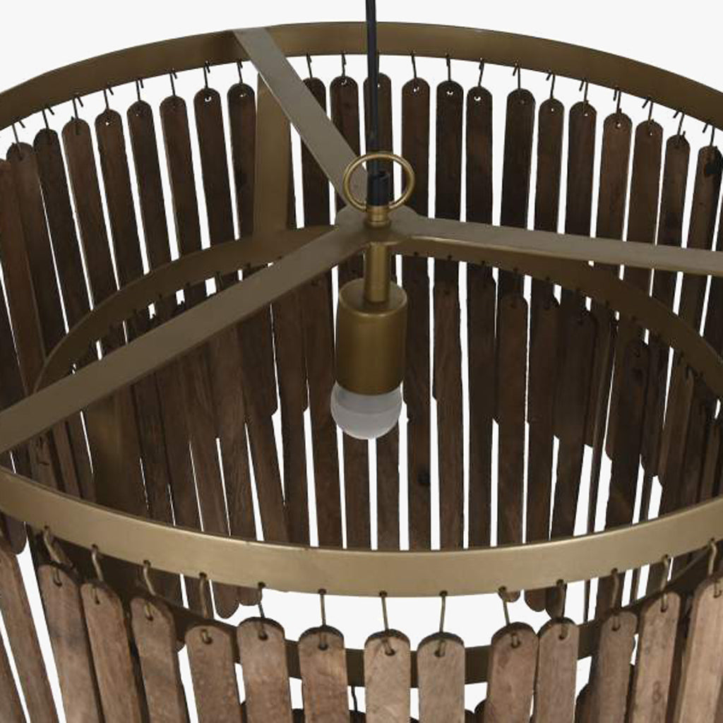 Candeeiro de Teto Ripas Madeira LUXE