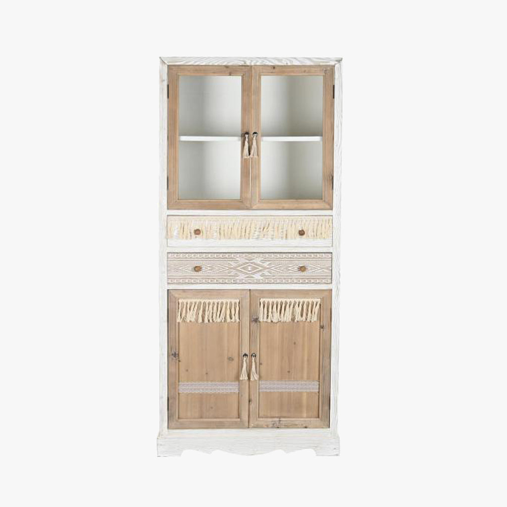 Louceiro com Quatro Portas e Duas Gavetas Branco com Madeira ZENA