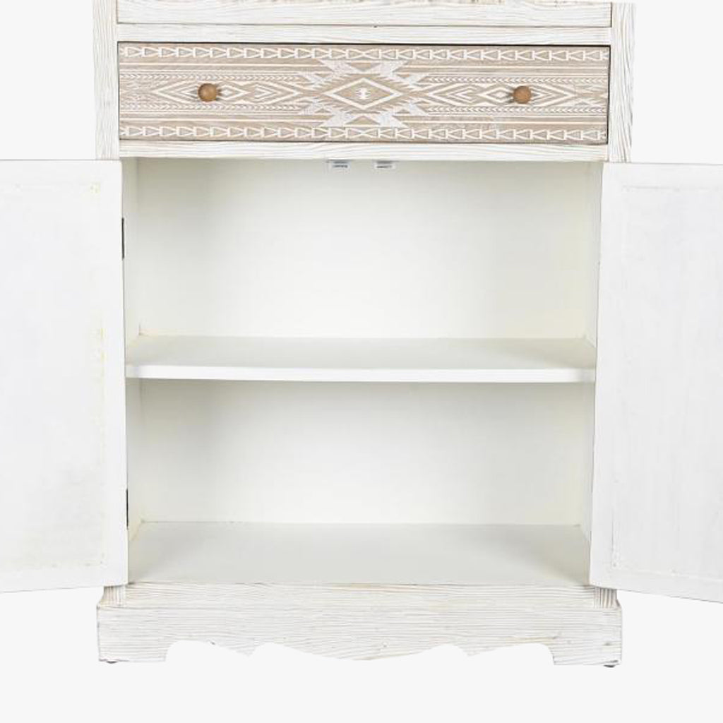 Louceiro com Quatro Portas e Duas Gavetas Branco com Madeira ZENA