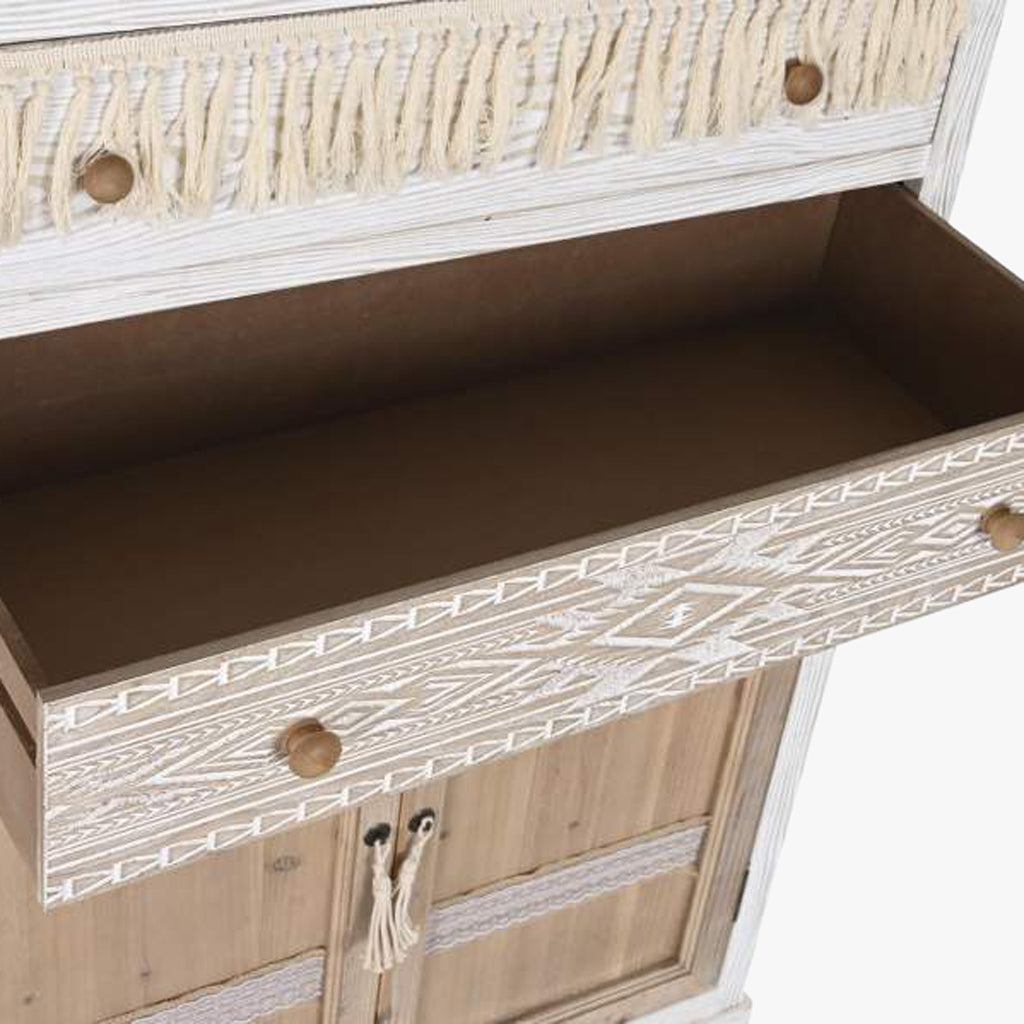 Louceiro com Quatro Portas e Duas Gavetas Branco com Madeira ZENA