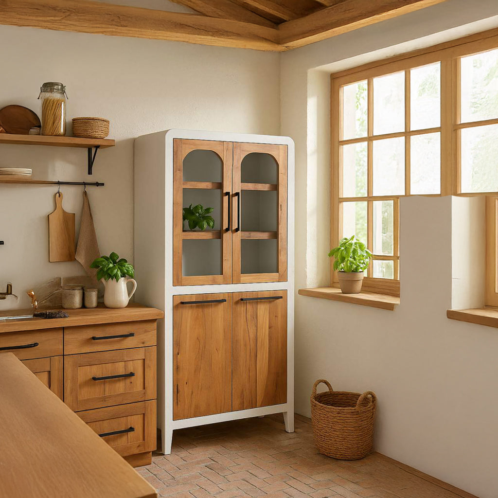 Louceiro com Quatro Portas Branco com Madeira ZENA