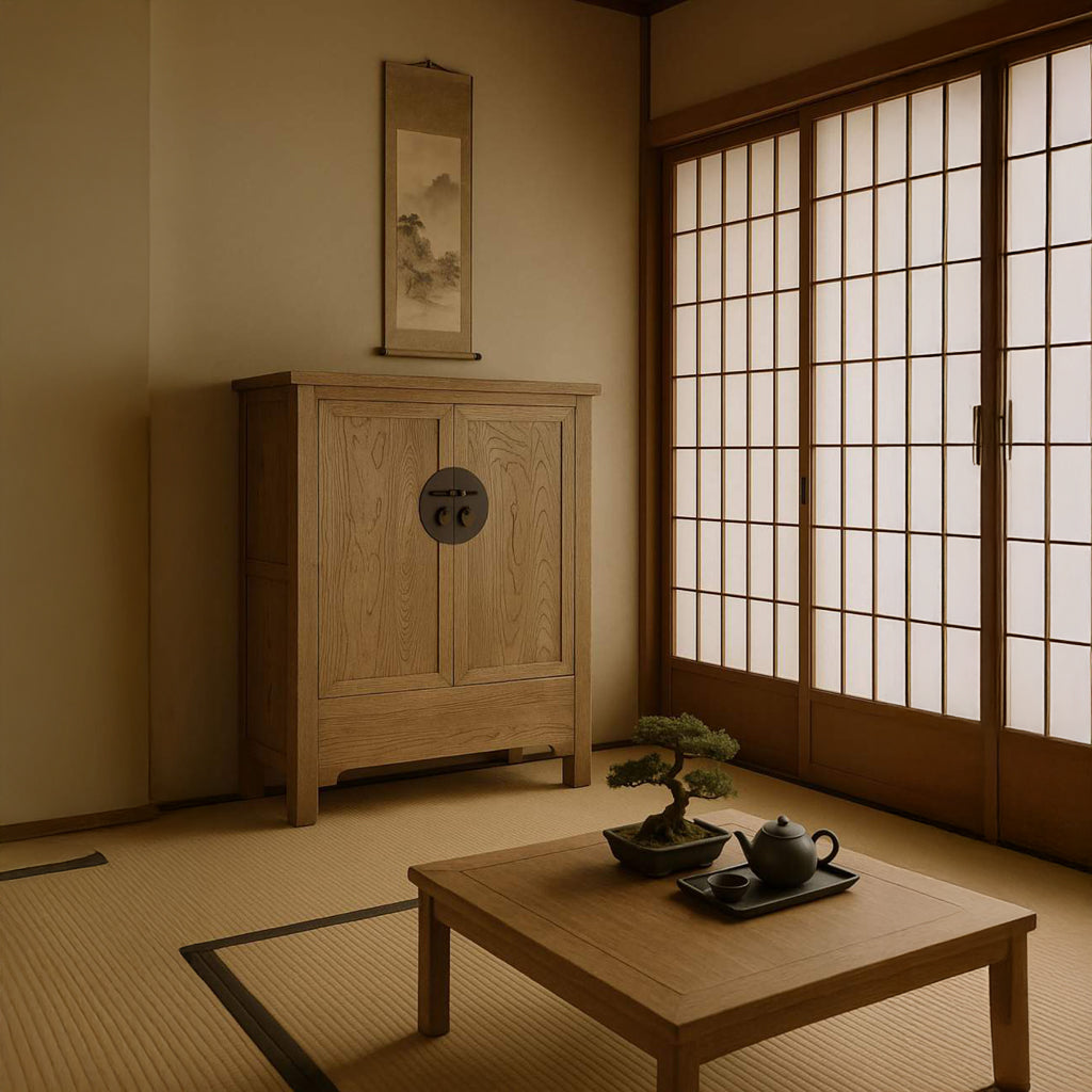 Armário Madeira com Fechadura Circular Oriental 132 cm OSAKA