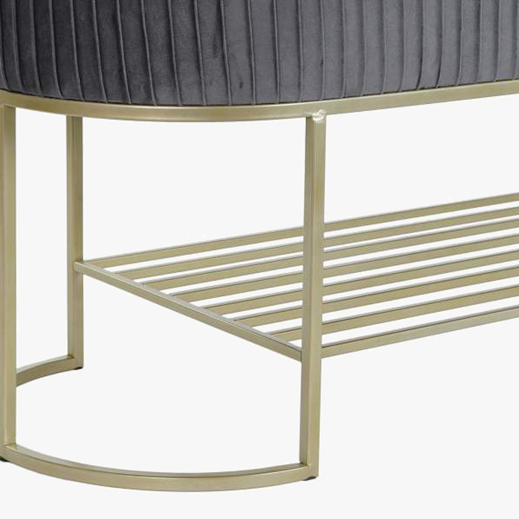 Banqueta Aveludada Cinza VERSAILLES