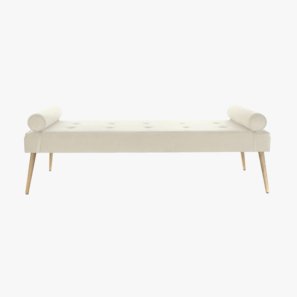 Banqueta Bege com Almofadas Cilíndricas SERENA