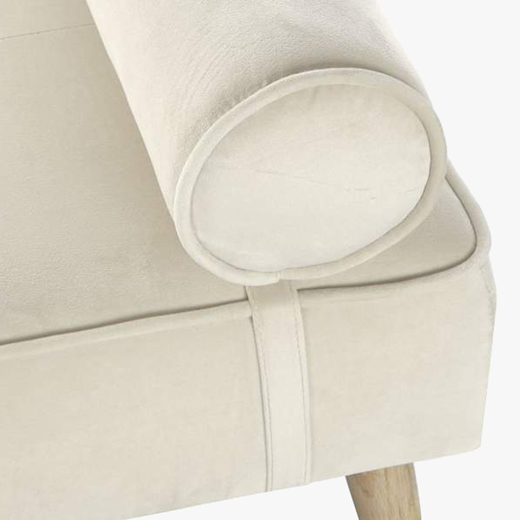 Banqueta Bege com Almofadas Cilíndricas SERENA