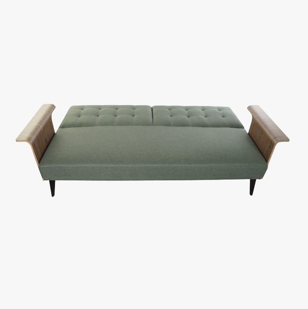 Sofá Cama Verde com Estrutura em Madeira e Sistema Click-Clack MOVE