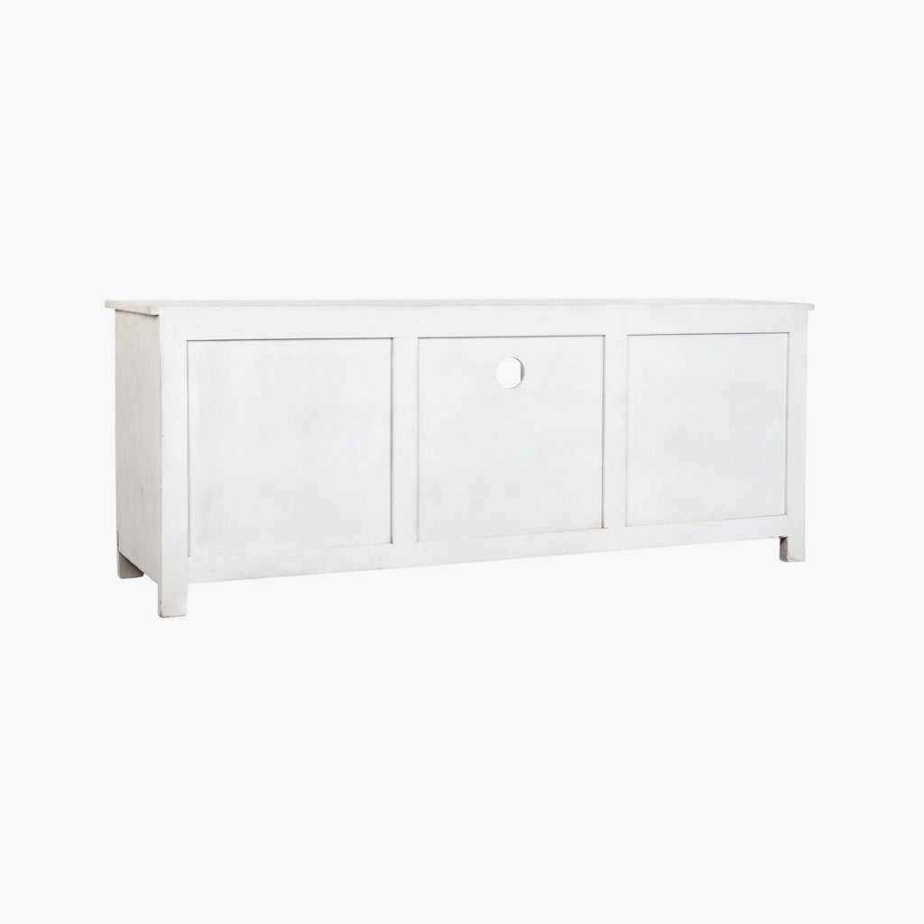 Móvel de Televisão Branco Madeira Maciça Cravada JASMIN