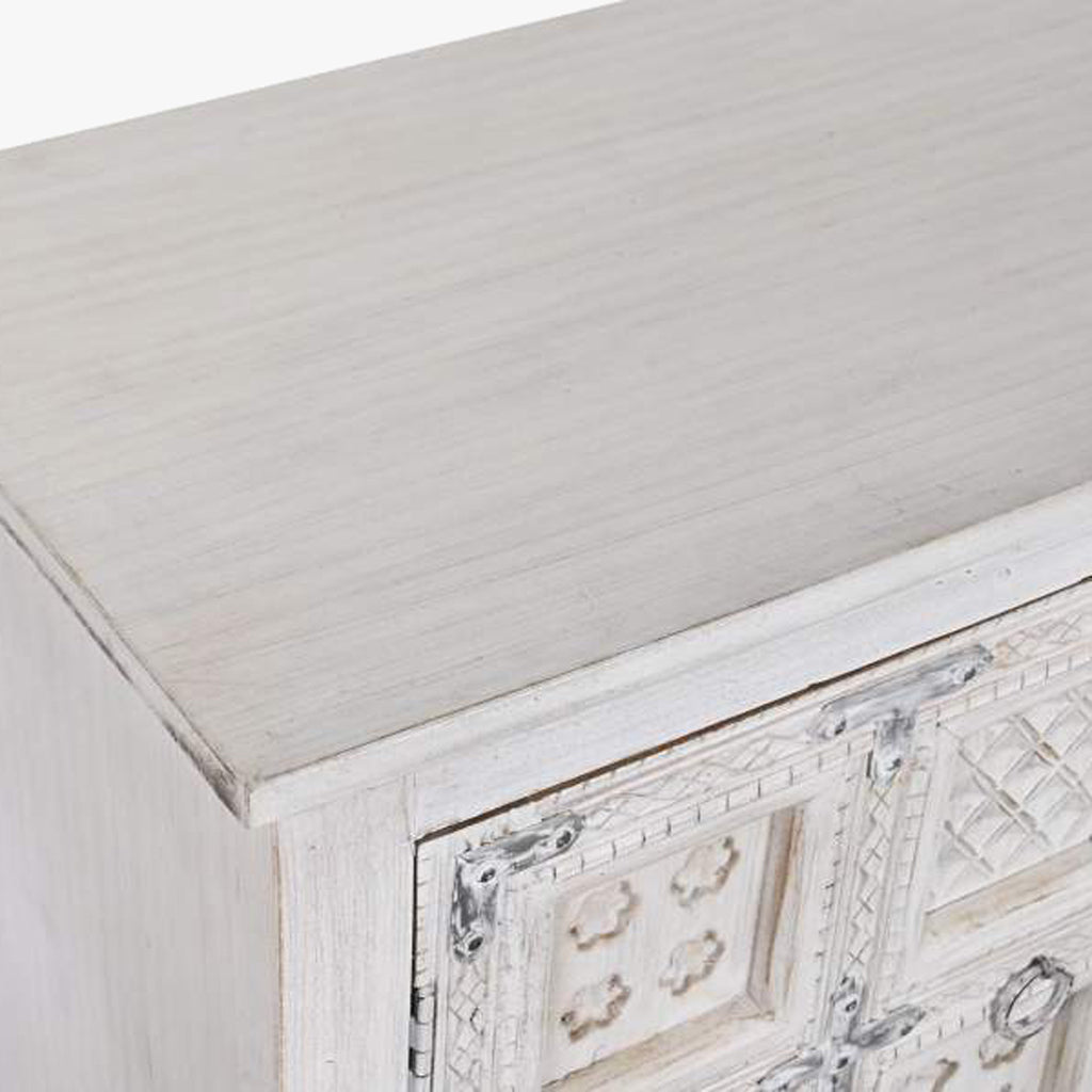 Móvel de Televisão Branco Madeira Maciça Cravada JASMIN