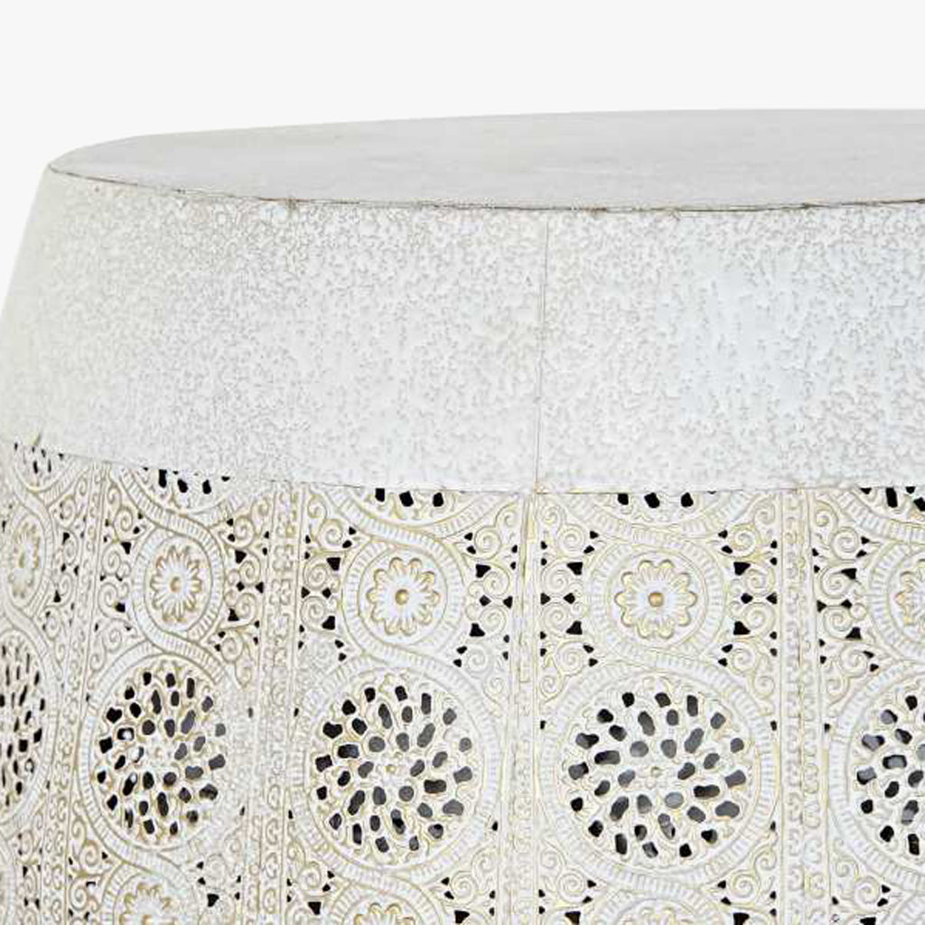 Conjunto Duas Mesas de Apoio Orientais Brancas Metal JASMIN