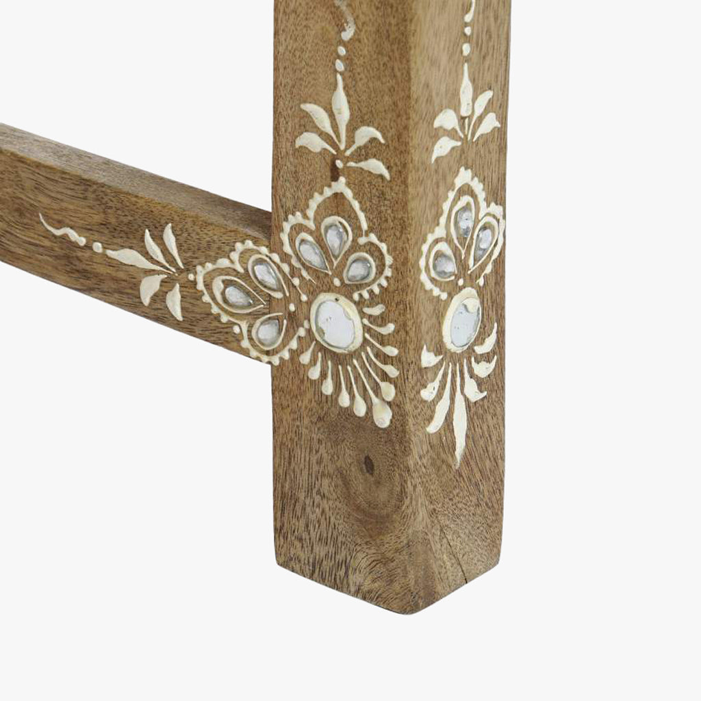 Conjunto Duas Mesas de Apoio Madeira Maciça Motivo Oriental Colorido JASMIN