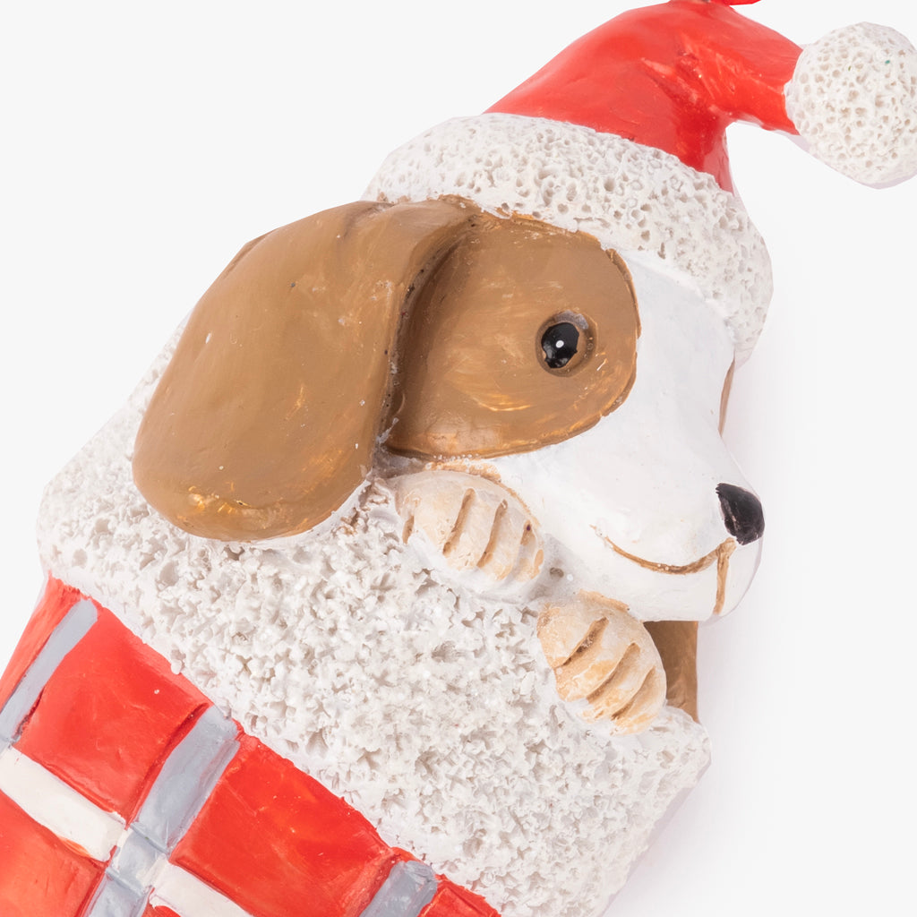 Enfeite de Natal de Cão e Meia Vermelho COZY