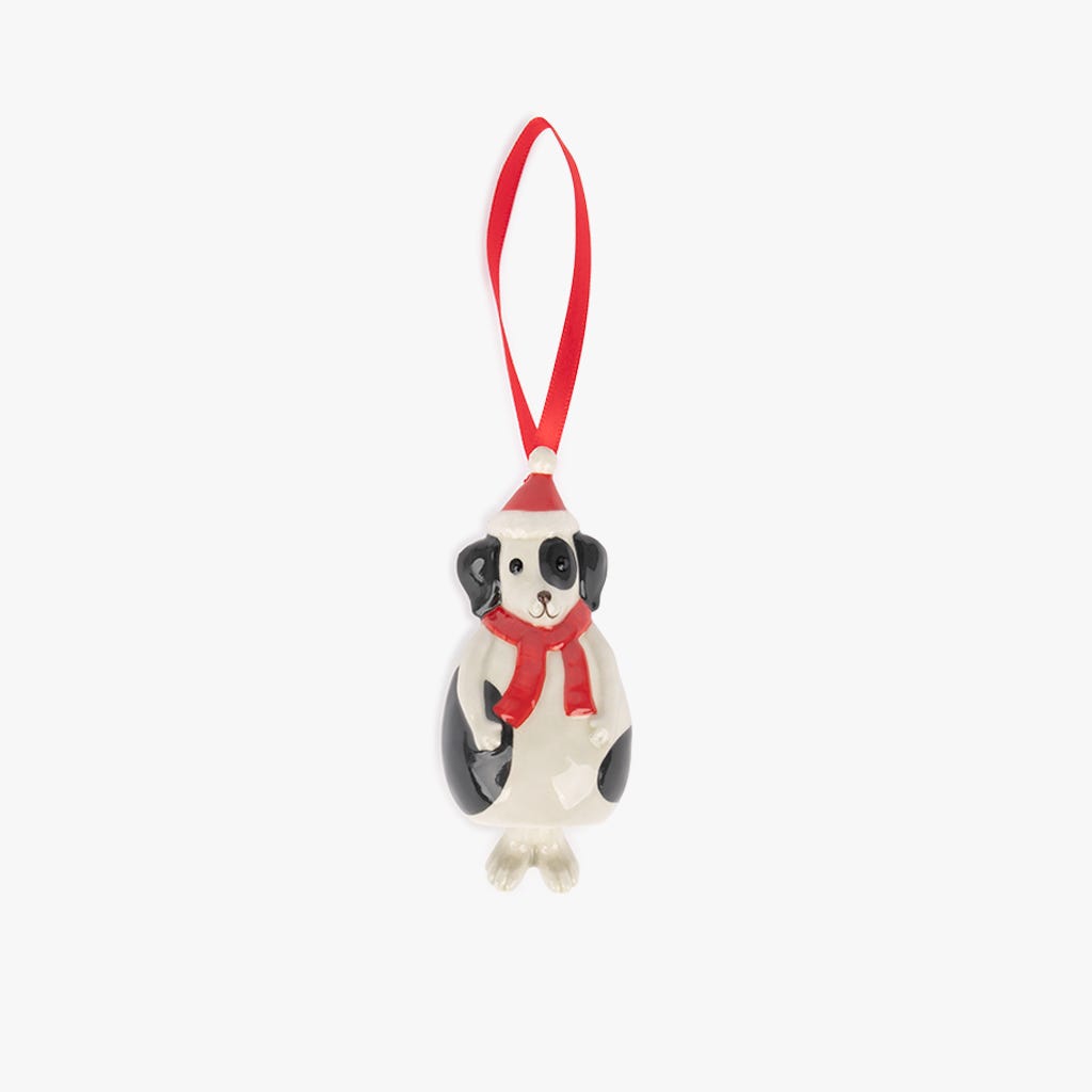 Enfeite cão branco e preto 7cm COZY