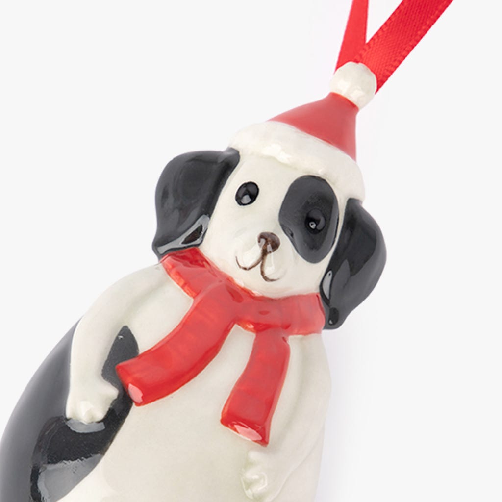 Enfeite cão branco e preto 7cm COZY