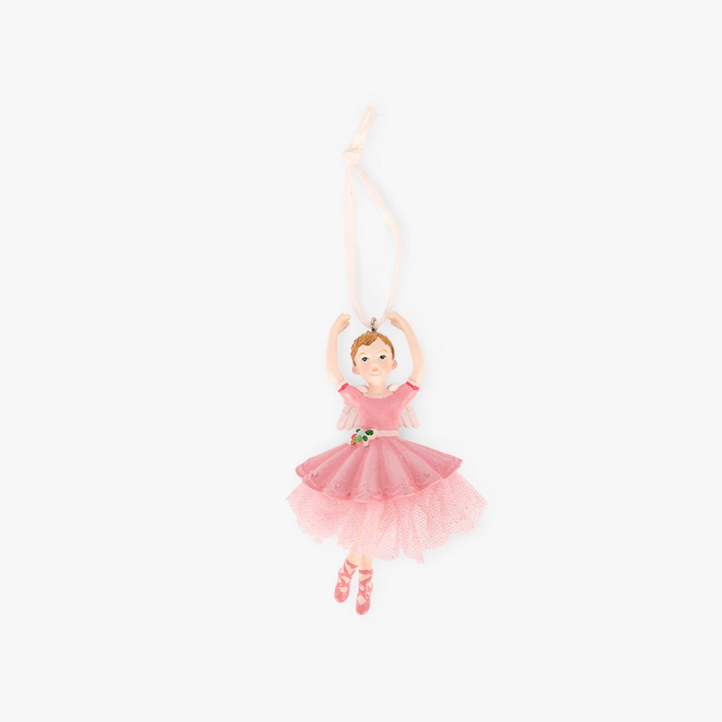 Enfeite de Natal de Bailarina Rosa KITSCH