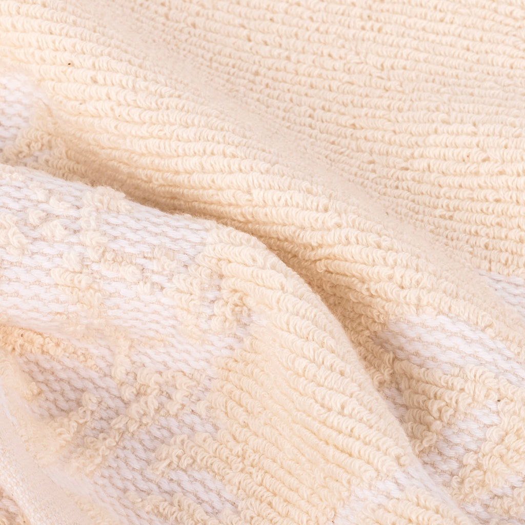 Toalha de Banho de Rosto Algodão Flores Bege e Branco TWIG