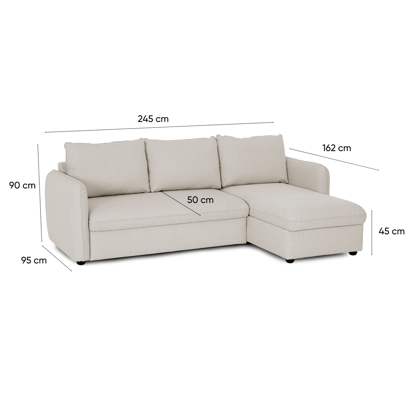 Sofá - Cama 4 Lugares - Sistema Easybed - Com Chaise Longue Reversível - VogueC1330BFSRG0442_C24
