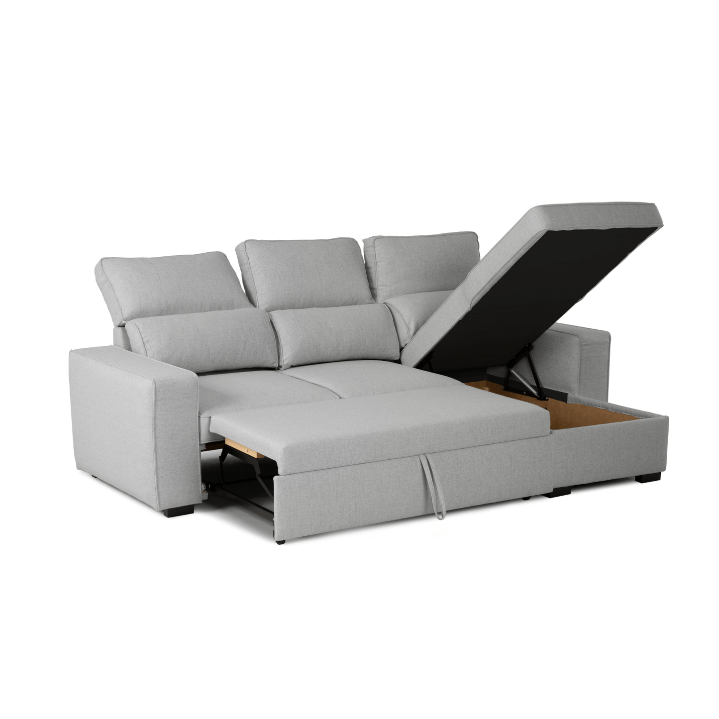 Sofá - Cama 4 Lugares com Chaise Longue Reversível e Arrumação - HarperC1536BFSRG8211_C24
