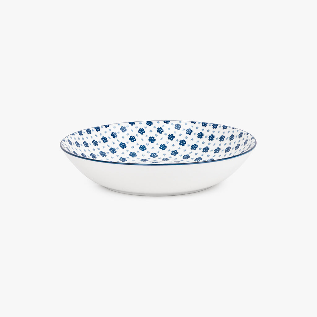 Assiette creuse géométrique bleue ASIA
