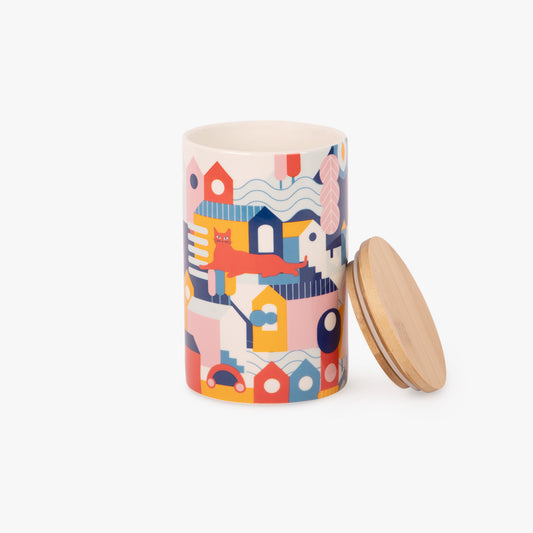 Pot with lid 15,5cm CAT IN THE CITY