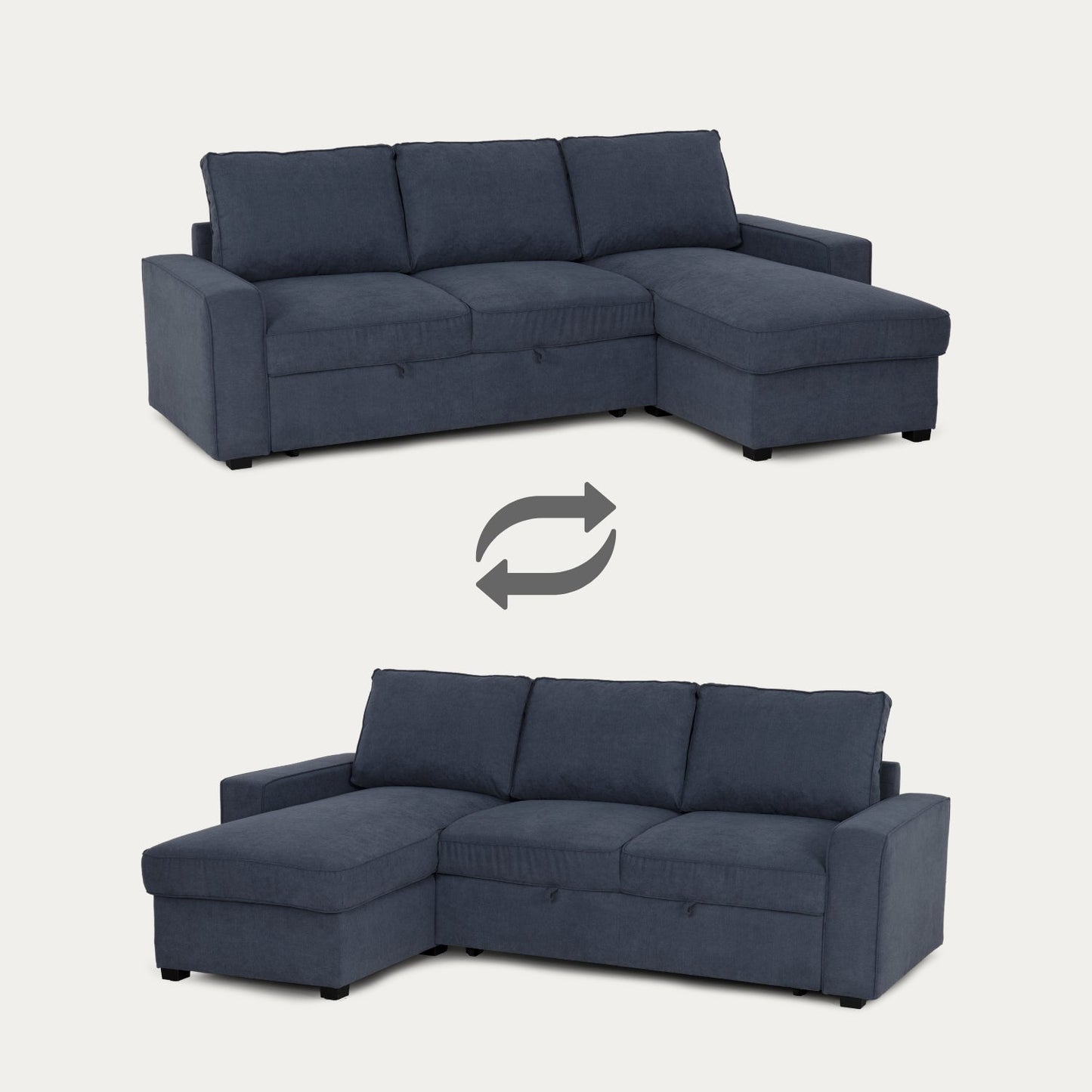 Sofá - Cama 3 Lugares com Chaise Longue - NinaC743BFSRG2721_C24