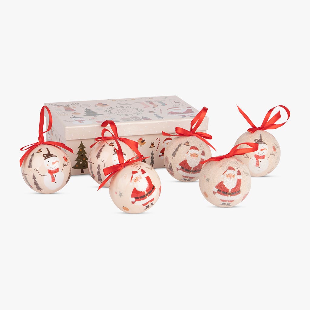 6 Christmas balls/snowman