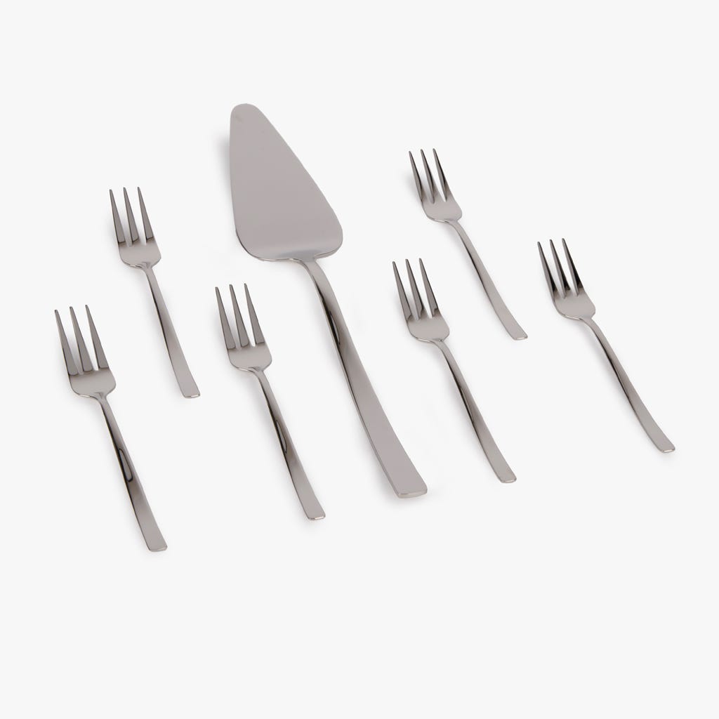 Faqueiro de 7 Peças Bolo Prateado HOTEL
