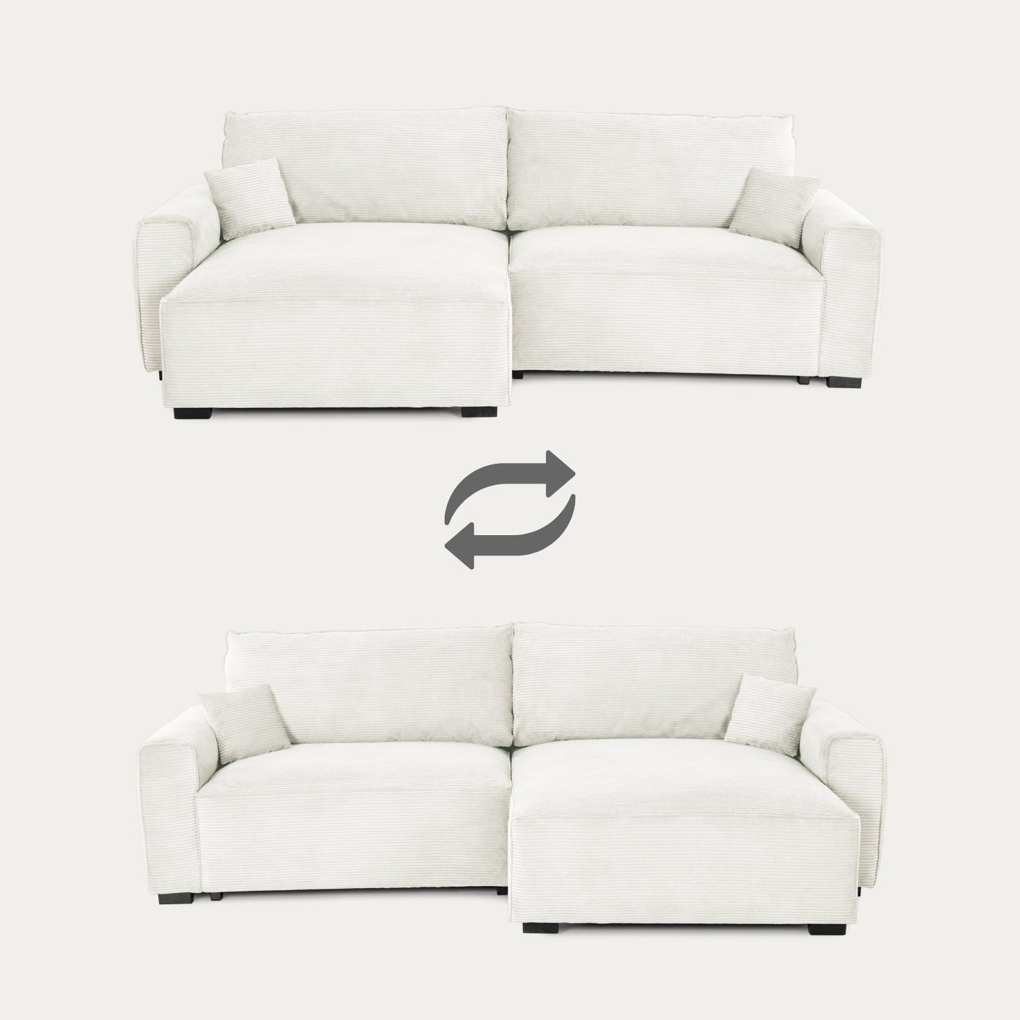 Sofá - Cama 4 Lugares com Chaise Longue Reversível - LaurenC1511ACSRG7902_C24