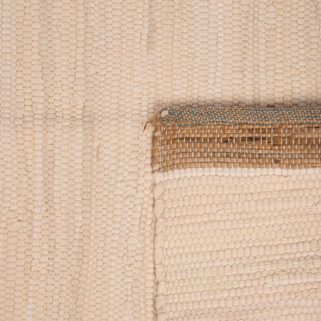 Tapis en jute/coton blanc/bleu 120x180 BLIDA