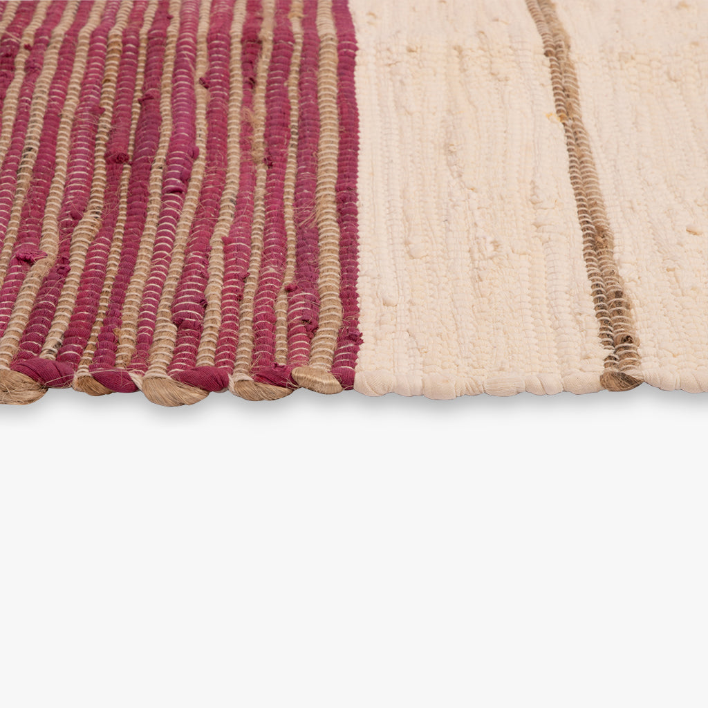 Tapis en jute/coton rose/blanc 120x180 BLIDA