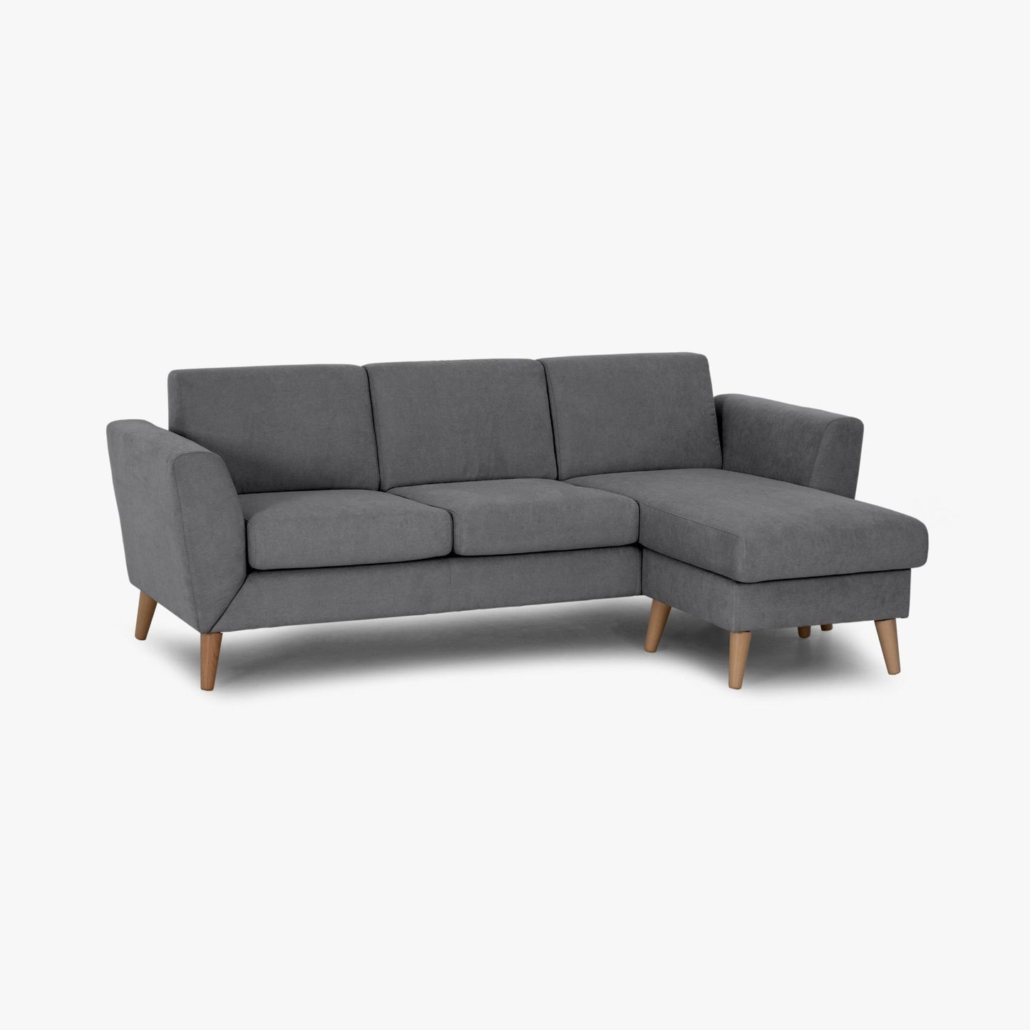 Sofá com chaise longue reversível e pés vintage cinza escuro ANGEL