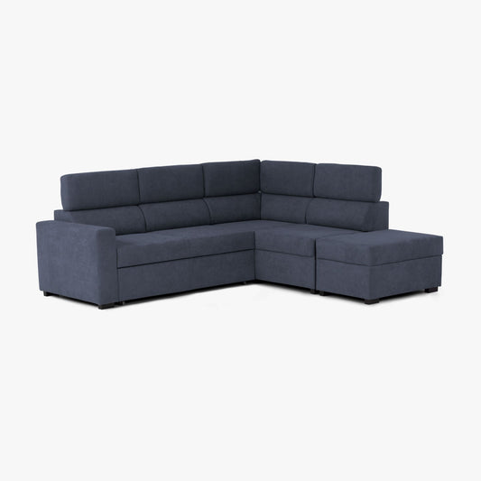 Sofá cama de Canto com chaise longue direita azul BILL