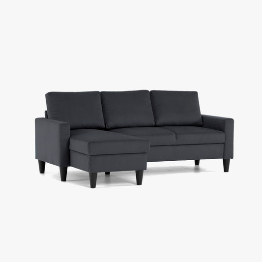 Sofá com chaise longue reversível preto FOX