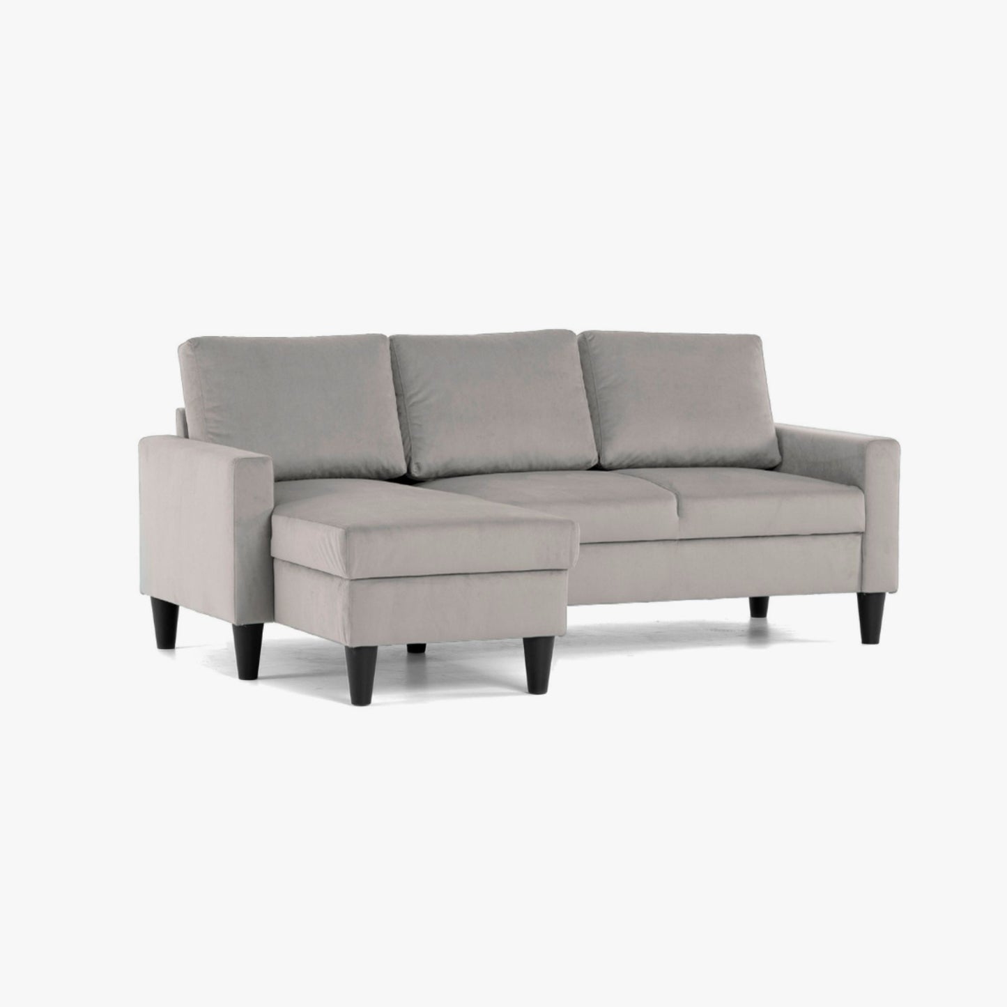 Sofá com chaise longue reversível cinza claro FOX