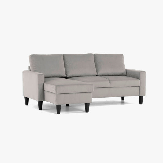 Sofá com chaise longue reversível cinza claro FOX