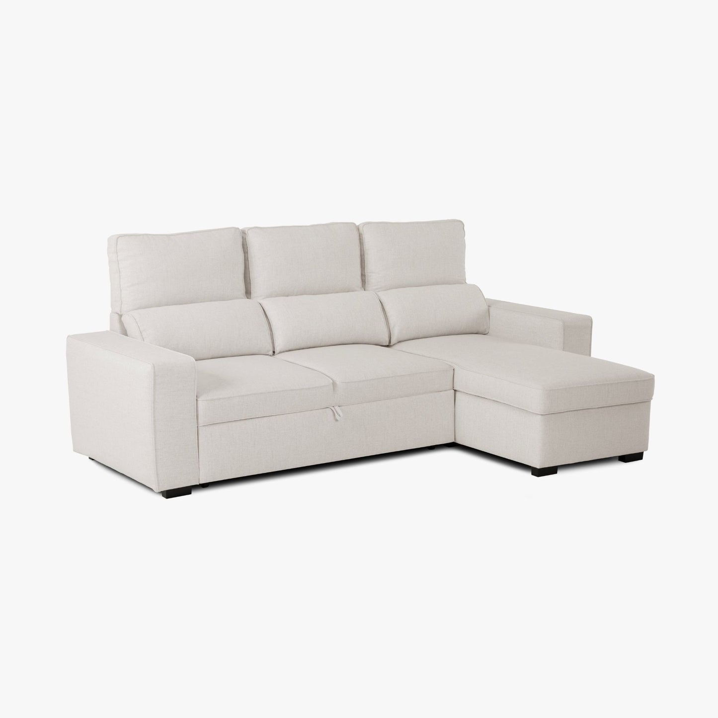 Sofá cama com chaise longue reversível e arrumação bege HARPER