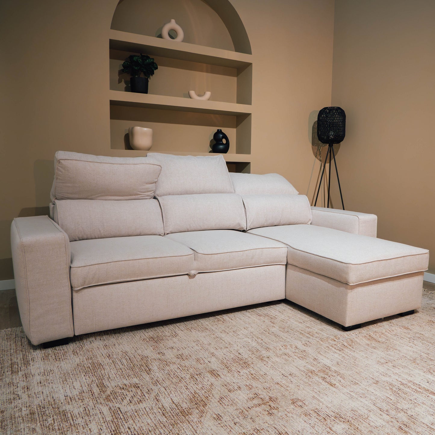 Sofá - Cama 4 Lugares com Chaise Longue Reversível e Arrumação - HarperC1536BFSRG8242_C24