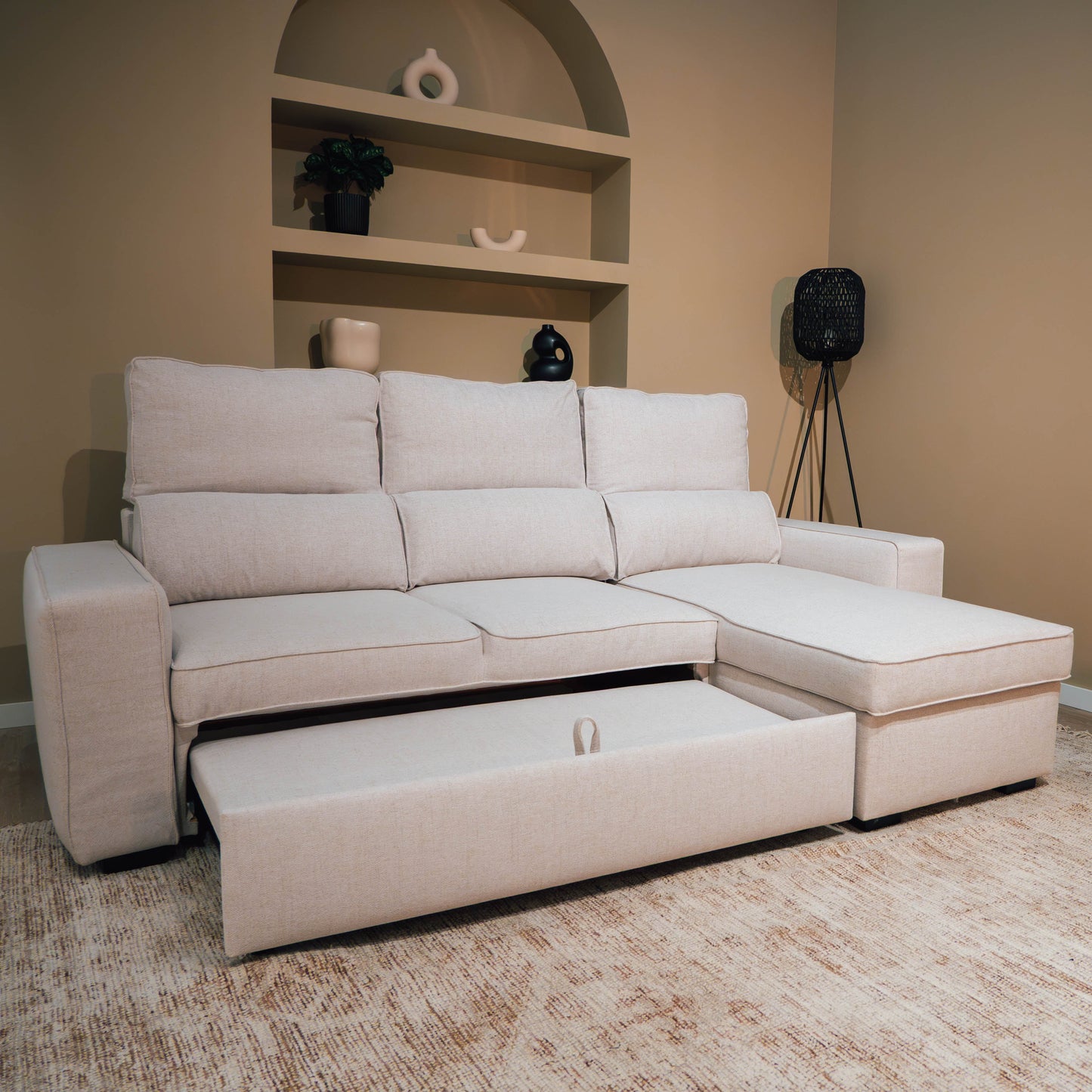 Sofá - Cama 4 Lugares com Chaise Longue Reversível e Arrumação - HarperC1536BFSRG8242_C24