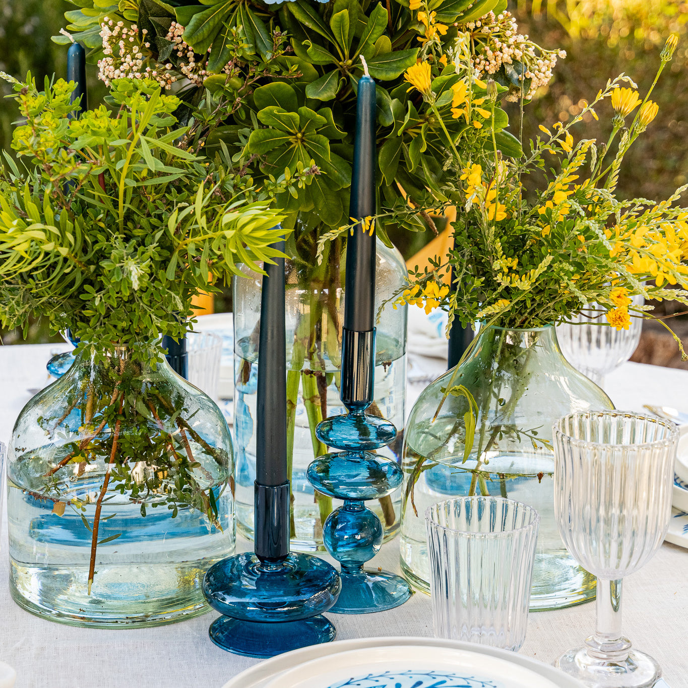 Conjunto de Velas Castiçal Azul Escuro NOX
