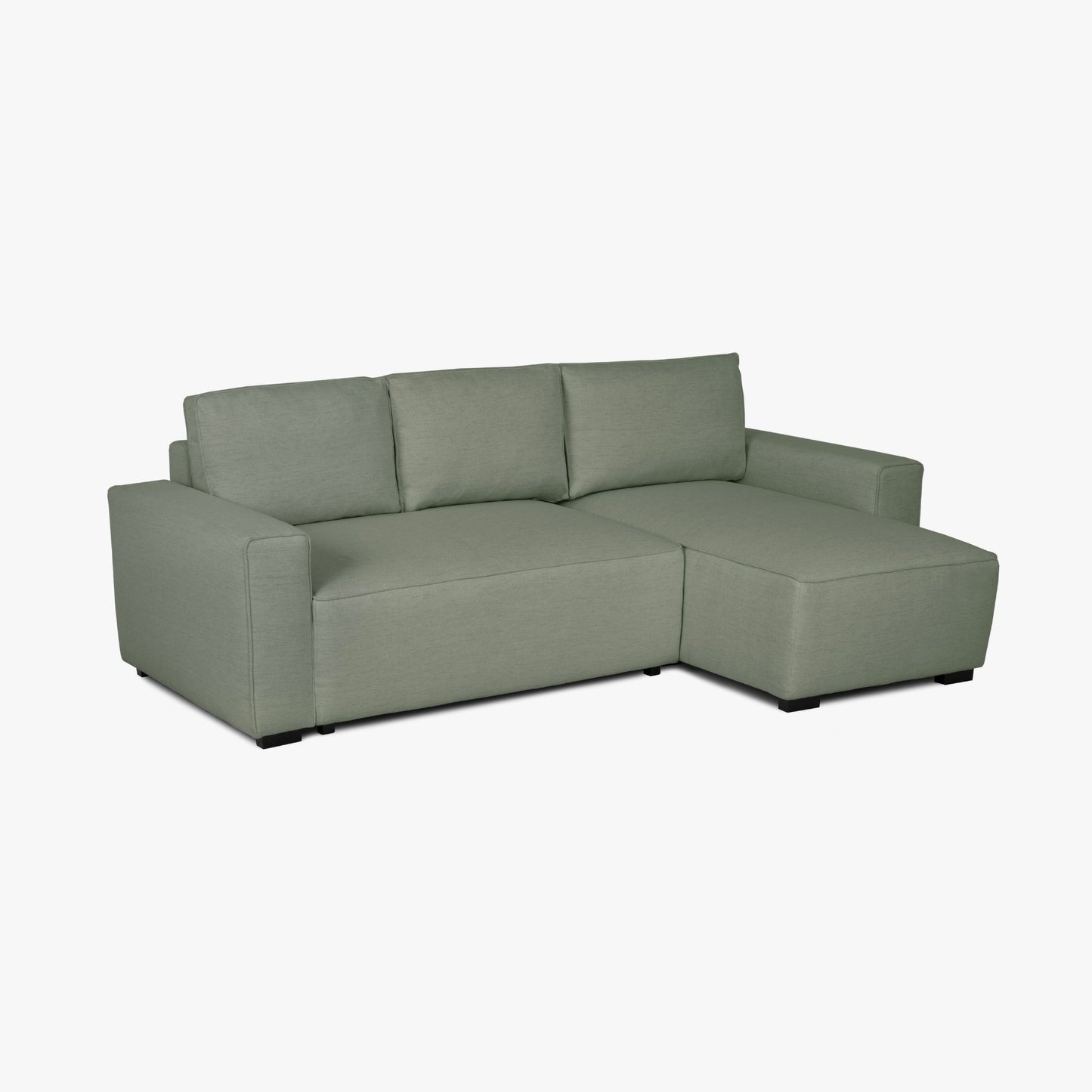 Sofá cama com chaise longue reversível verde JADE